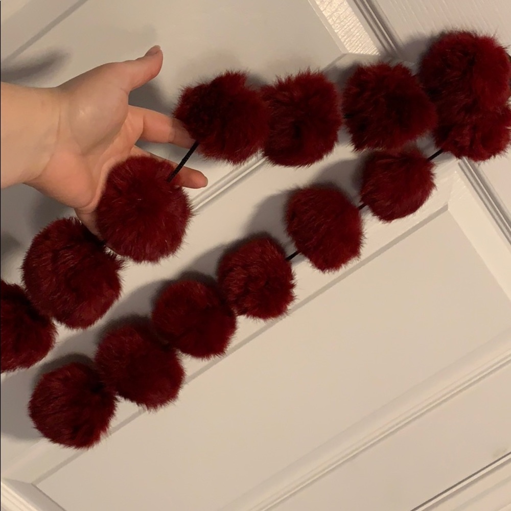 Rabbit Fur Pompom Scarf
